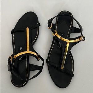 Tom ford leather and gold sandals